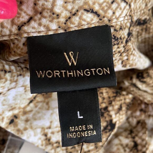 Worthington Tops Worthington Snakeskin Button Up Tank blouse Ladies Large - Picture 6 of 8